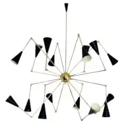 Sputnik Black Mid Century Italian Metal Chandelier With 16 Articulated Arms