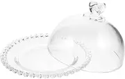BEBEMOKO Clear Glass Cake Holder with Dome Cover Elegant Dessert Display Tray for Cakes Fruits and Snacks for Parties Weddings and Banquets