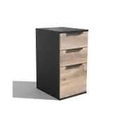 Modern Furniture TRIBECA 3 Drawer Filing Pedestal Cabinet - Warm Oak & Black