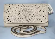 Brighton FERRARA LA BELLEZZA NWT $315 WHITE Leather Zip Crossbody Large Wallet