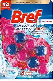 [Bref] Power Active with 4 Function Formula Toilet Foaming Cleanser (2x 50g), Toilet Freshener with Flower Scent, Hanging Toilet Bowl Cleaner to Deep Clean Toilet