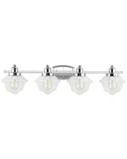 JONATHAN Y Orleans 35.75in 4-Light Iron/Glass Coastal Cottage LED Vanity Light