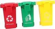 KONTONTY Miniature Trash Can Set for Boys and Girls 3pcs Plastic Garbage Bins Lid Educational Toy for Waste Sorting for School Home