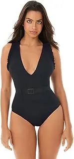 [Skinny Dippers by Miraclesuit] Skinny Dippers Women's Swimwear Jelly Beans Cinch Ruffle Sleeve Soft Cup One Piece Swimsuit