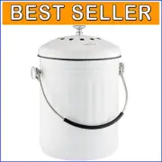 Elegant Stainless Steel Compost Bin with Odor-Neutralizing Dual Filter - 1.3 Gal