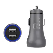 1PCS GS-C0061 5V 2.4A Metal Dual USB Mobile Phone Tablet Car Charger With LED Light
