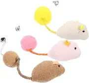 ibasenice 3pcs Set Realistic Rat Plush Set Small Stuffed Mice with Bell for Interactive Play Engaging Cat Mice Bundle for Indoor Cats to Satisfy Hunting Instincts and Promote Active Fun