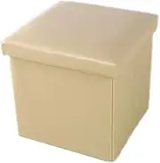 Storage Stool Cushion Pouffe Ottoman Chairs Toy Box Chest Removable Cover Soft Seat (Color : Khaki)