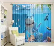 Dolphins In Ocean World 3D Curtain Blockout Photo Printing Curtains Drape Fabric