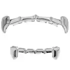 Fang Grillz Set Silver Tone Half Teeth Dracula Fangs Slim Slugs Vampire Grills