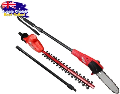 20V Cordless Pole Saw Hedge Trimmer Chainsaw Pruner Tool 2.7M Red Battery