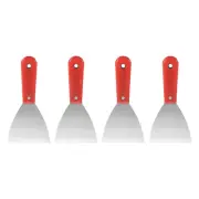 4pcs Putty Knife 3.9" Width Carbon Steel Blade Spatula for Drywall Repair, Red