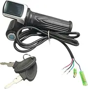 Electric Bike Throttle Grip Electric Scooter Twist Throttle Grip with Key Lock Power Indicator 36V 48V 60V, with Key Lock Power Indicator