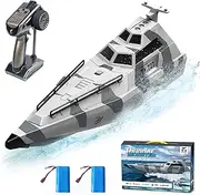 Tucraew Remote Control Boat, 30+ KPH Fast Speed RC Boat for Adults Kids for Pool Lake, RC Jet Boat with 1500mAh Rechargeable Battery, Ideal Gifts for Kids & Adults