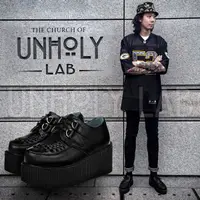 在飛比找蝦皮購物優惠-UNHOLY LAB 英國龐克鞋 真皮黑色厚底鞋 大尺碼男鞋