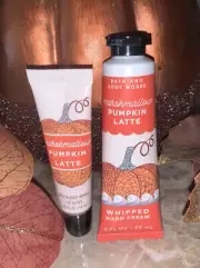 Bath & Body Works MARSHMALLOW PUMPKIN LATTE-Hand Cream & Lip Gloss Set
