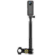 Motorcycle Bicycle Handlebar Fixture Mount Camera Bracket Adapter & Monopod Stand for Insta//DJI (Black)