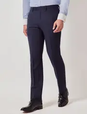 Hawes & Curtis Dark Blue Pinstripe Wool Slim Fit Suit Trousers Size: 38" (EU 54)