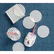 Kim Seybert Reed Coasters in White and Caddy, Set of 6