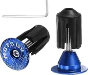 uxcell Bike Handlebar End Plugs Aluminum Bar End Caps 16-21mm Adjustment Expanding Locking with Tool for MTB Road BMX Fixed Gear Bike, Blue