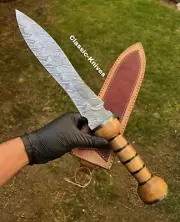 Custom Handmade Damascus Steel Gladiator dagger Knife, Roman Gladius Short Sword