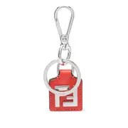 [Fendi] Fendi FF Squared Leather Keyring ONE SIZE SILVER/RED