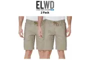 Mens Elwood Work Elastic Utility Shorts 2 Pack Cargo Phone Pocket Canvas EWD203