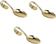 Mikinona 3pcs Stainless Steel Serving Spoon Set Curved Handle Buffet Tableware for Hotel Kitchen