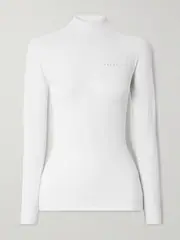[FALKE Ergonomic Sport System] FALKE Ergonomic Sport System - Maximum Warm Stretch-jersey Turtleneck Top - White - medium medium White