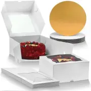 Premium Cake Boxes with Cake Boards Set - 12 Front-Loading Cake Boxes 10", 12...
