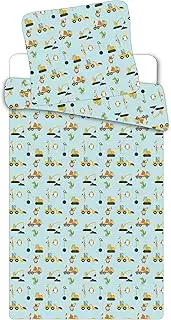 Brandmac Construction Site Animal Bedding Set for Baby or Small Bed Duvet Cover 100 x 135 cm + Pillowcase 40 x 60 cm Truck Crane Digger Bulldozer