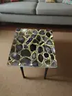 Black Agate Stone Coffee Table Top, Agate Square Center Table Top, Home Decor