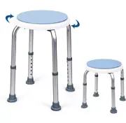 360° Swivel Rounded Shower Stool Bath Chair Height Adjustable with Non-Slip Feet