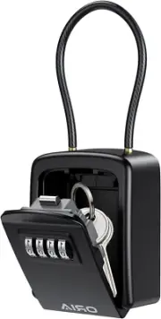 [New Version] Key Lock Box, Key Safe Box with Removable Chain, Resettable Code K
