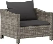 vidaXL - Contemporary Lounge Set, Poly Rattan Garden Armchair with Cushion, Weather-Resistant and Lightweight - Comfortable Seating Experience - Grey