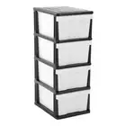 MEGA 4 Tier Drawer Storage Shelf Unit Organiser Plastic Level Office Cabinet in