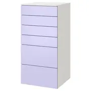 SMÅSTAD / PLATSA chest of 6 drawers, white/lilac, 60x57x123 cm