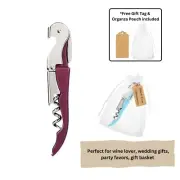 Burgundy Corkscrew Doubled Hinged Waiters Wine Key Bottle Opener with FoilCutter