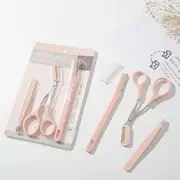 Rhodanthe - Set of 3: Eyebrow Razor + Tweezers + Scissors Set of 3 - Eyebrow Razor & Tweezers & Scissors - Pink - One Size