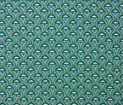 SCHUMACHER ABELINO GREEN PEACOCK ART DECO GEO HIGH END FABRIC 3.75 YARDS 54"W