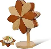 LALADEFIEE 1Set Rustic Windmill Style Heat Resistant Trivets for Hot Dishes Decorative Hot Pot Holders with Holder for Countertops Insulation Pads for Kitchen and Dining Decor