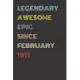 Legendary Awesome Epic Since February 1971 - Birthday Gift For 49 Year Old Men and Women Born in 1971: Blank Lined Retro Journal Notebook, Diary, Vint