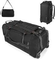 [Bagenerous] Duffel Bag with Wheels,Black, Black