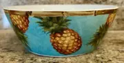 Cynthia Rowley Tropical Pineapple MELAMINE Cereal Bowls Set Of 4 Aqua Blue