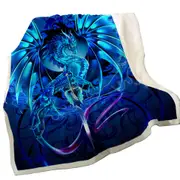 Blue Fantasy Weapon Dragon Sword Sea Blade Throw Blanket