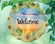 10" Sunflower Welcome Hanging Wind Spinner Yard Decor 3D Kinetic rws-044
