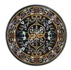 30" Scagliola Inlay Marble Round Black Console Table Top Furniture Decor E939