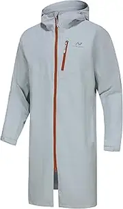 [NORDIC OUTLAND] Rain Jacket Men,Waterproof Breathable Long Raincoat with Hood Mesh Lining,Windbreaker for outdoor activities