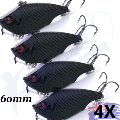4x Yellowbelly Lipless Vibes 60mm Hard Plastic Lure Vibe Golden Perch Cod Bass