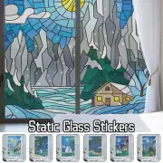Luxury Window Film Retro Oil Painting Static Cling Room Decoration